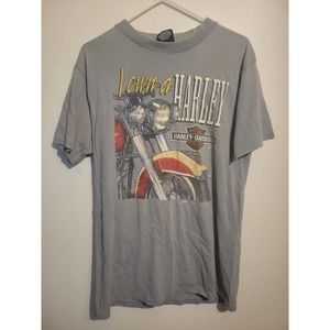Vintage Harley Davidson 1992 3D emblem grey tshirt size L